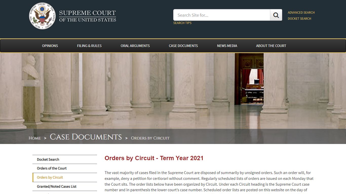Orders by Circuit: Term Year 2021 - Supreme Court of the United States