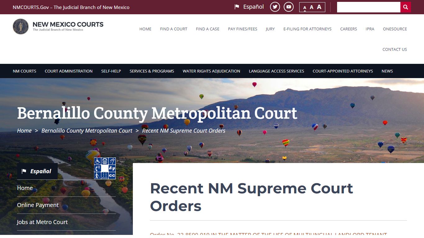 Recent NM Supreme Court Orders | Bernalillo County Metropolitan Court